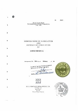 Memorandum and Articles title page (página 3)